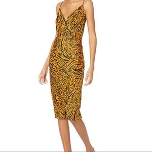 Spaghetti strap faux wrap dress